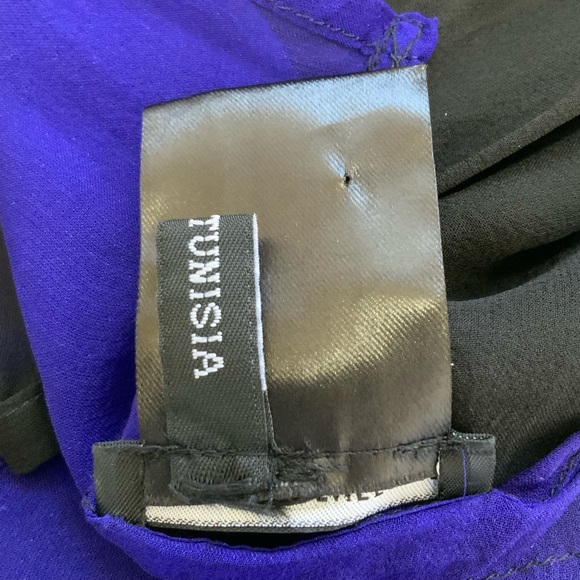 Ann Demeulemeester blue and black sheer Silk top with back drape size 40=10 - Picture 5 of 6